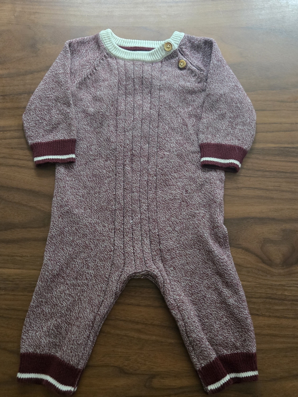 Cat & Jack Heather Burgundy Knit Baby Romper Sweater Jumpsuit One Piece 3M